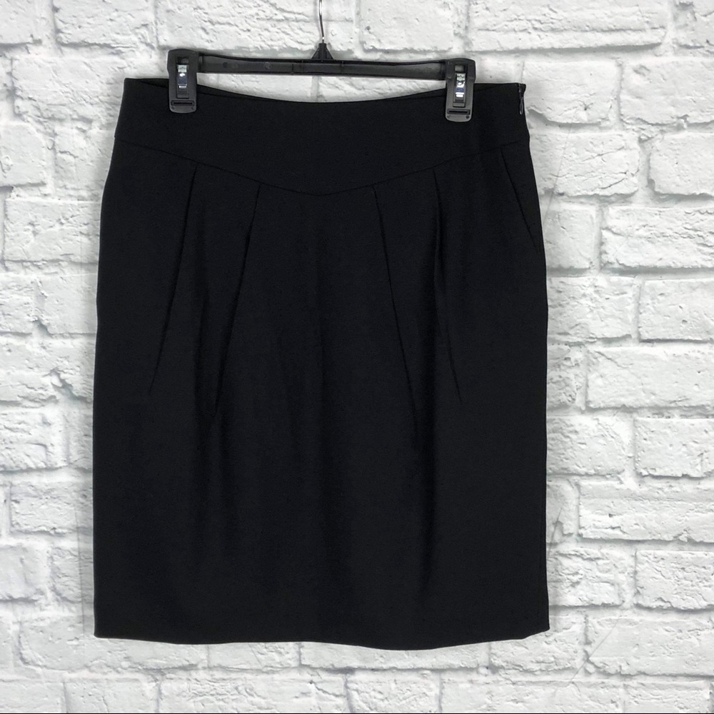 Loft wool pleated front black skirt